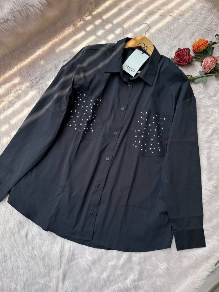 Stone Embelished Poplin Shirt