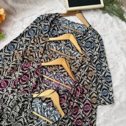 Silk Wavy Top - Black with Vibrant Accent Colors